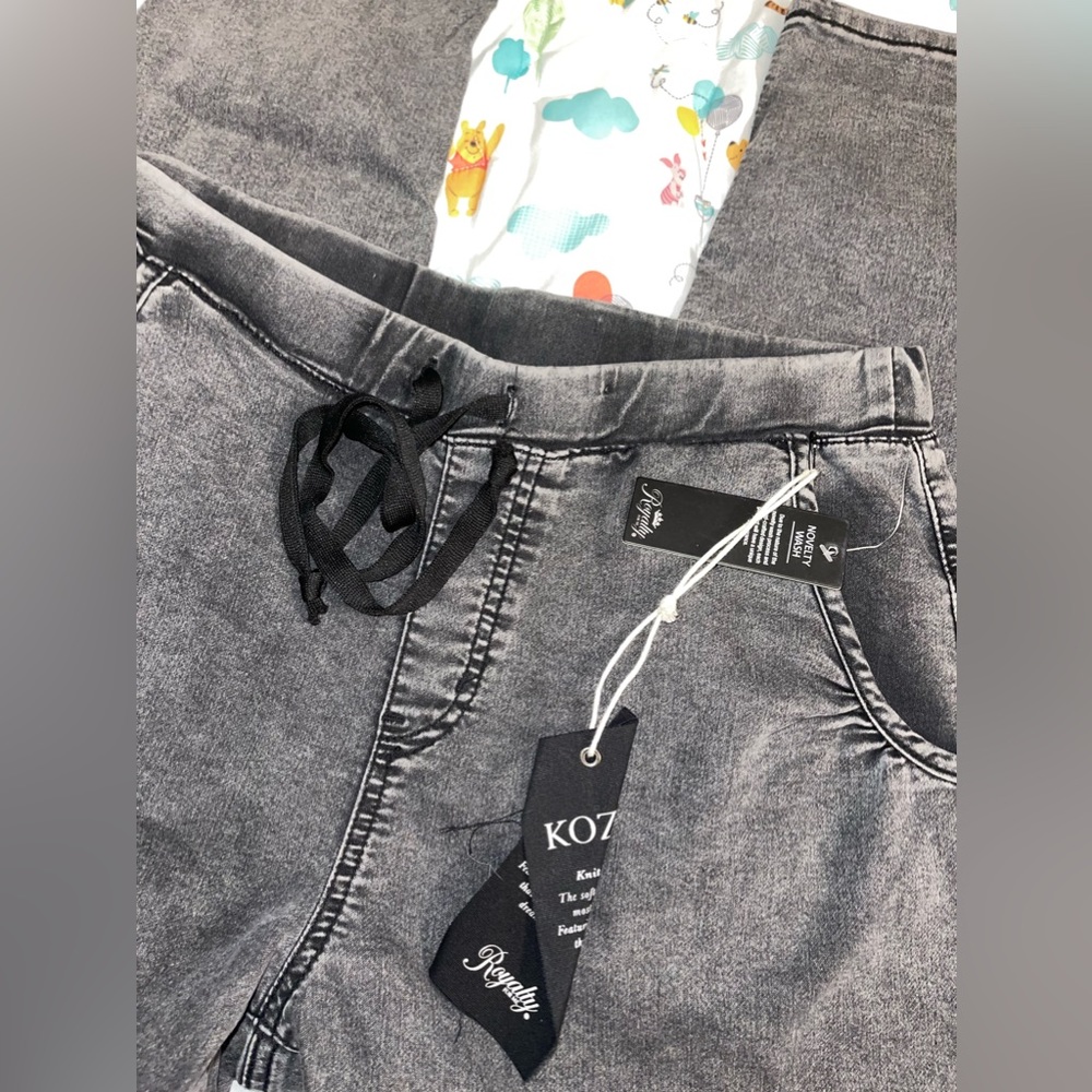NEW faded grey Royalty L jogger pants